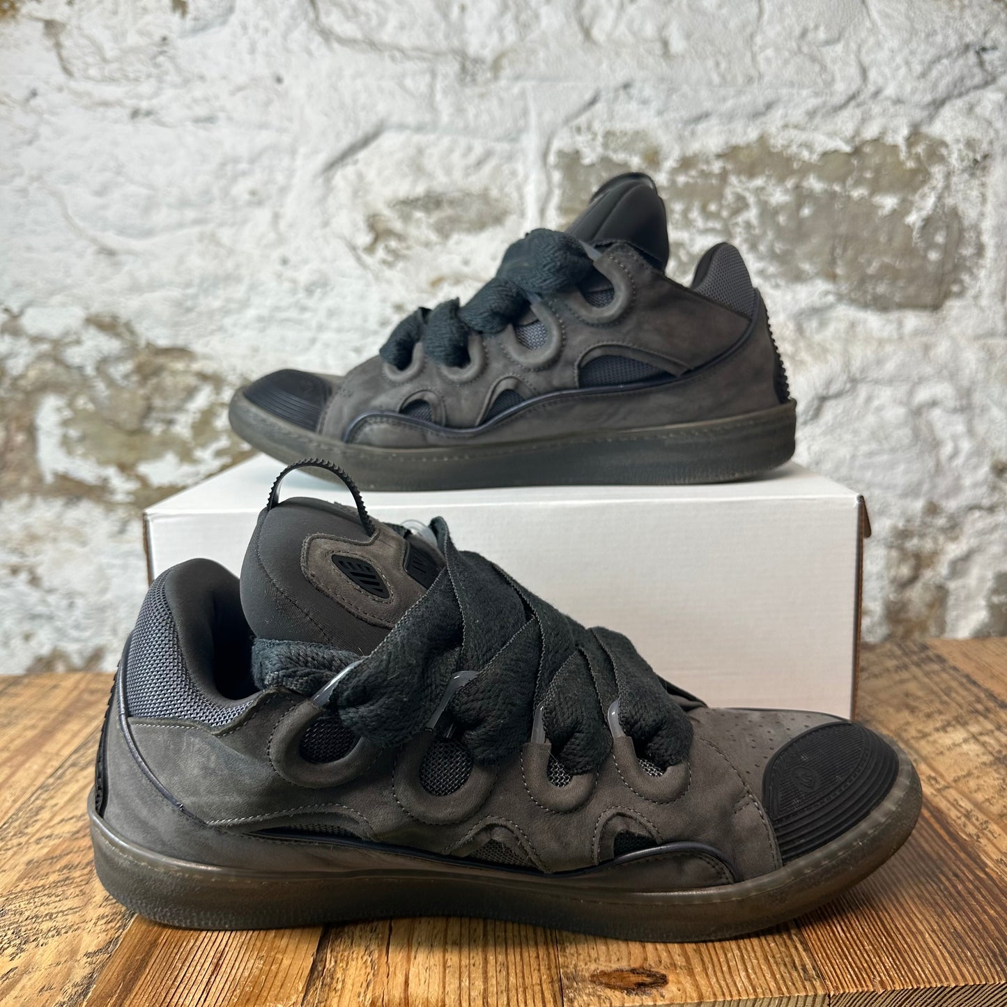 Lanvin Curb Black Lace Grey Sneaker Sz 13 (46)