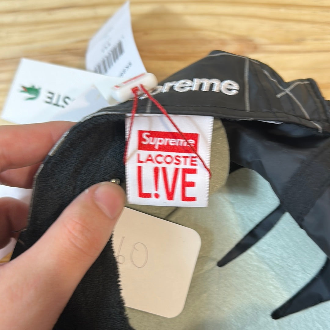 Supreme Lacoste Reflective Grid Nylon Camp Cap Black Hat