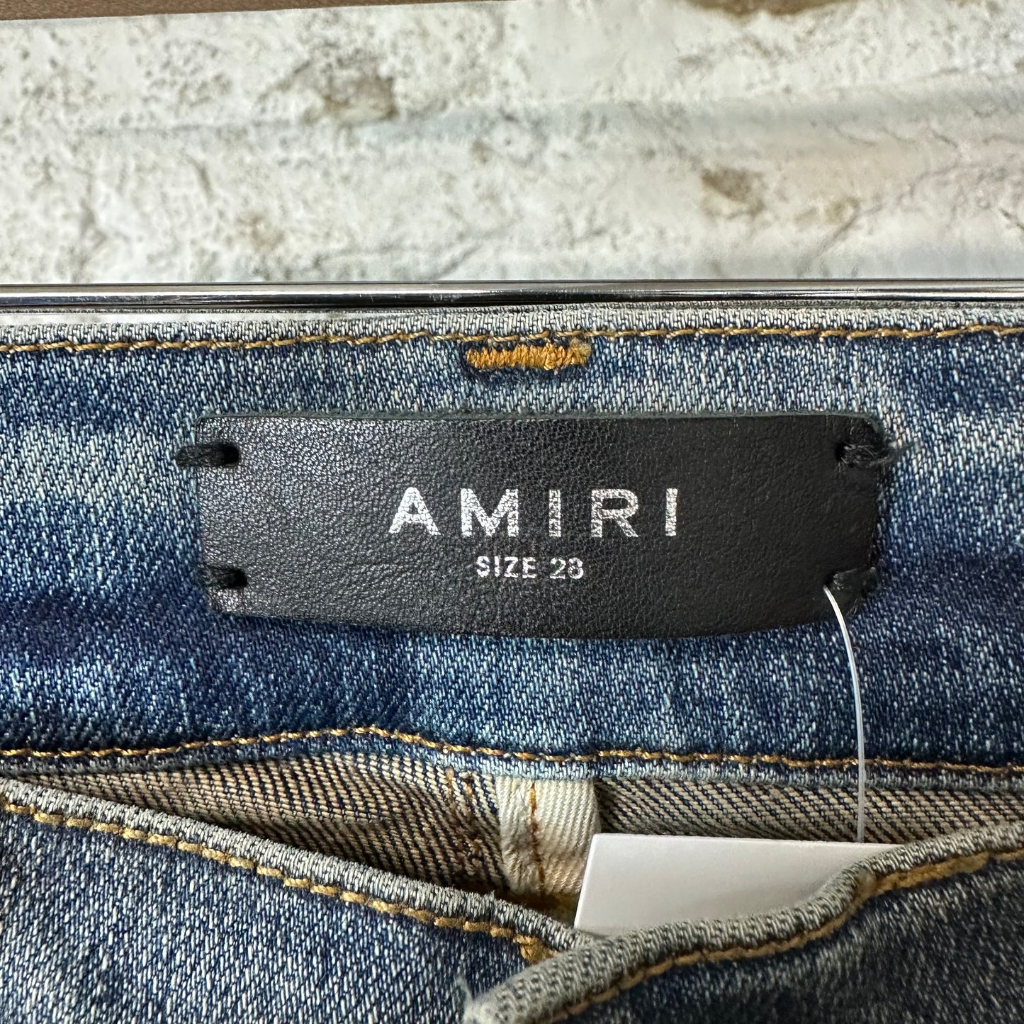 Amiri MX1 Blue Suede Waxed Blue Denim Jeans Sz 28
