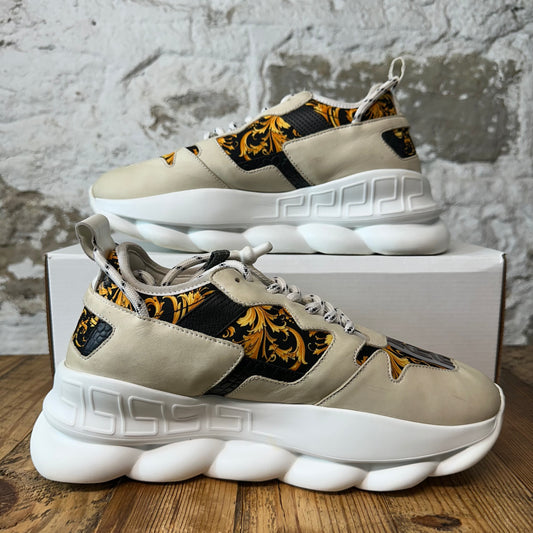 Versace Chain Reaction Cream White Sneaker Sz 7 (40)