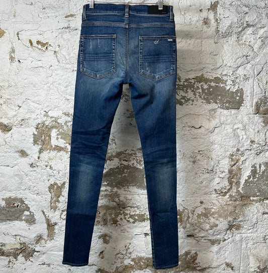 Amiri MX1 Dark Blue Suede Dark Blue Denim Jeans Sz 29