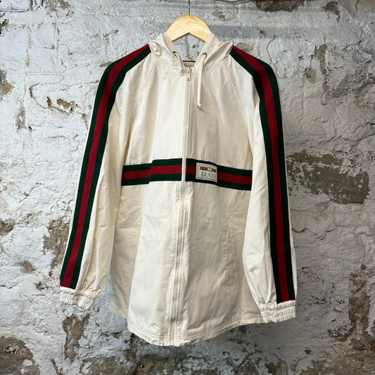 Gucci Red Green Stripe Windbreaker Jacket White Sz S (46)