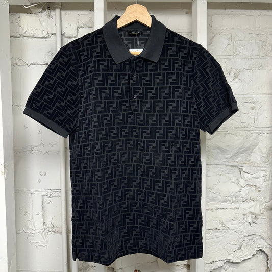 Fendi Black Felt Monogram Polo Sz M