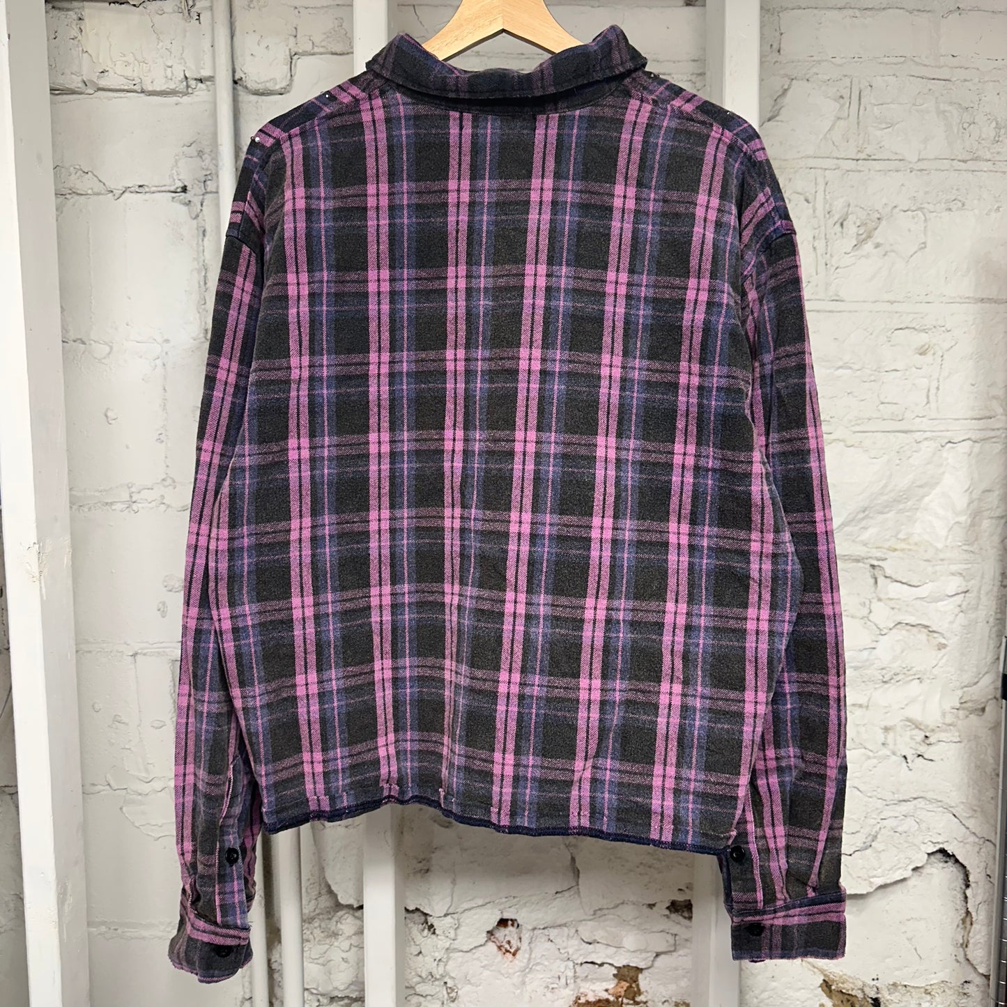 Valley Dreams Rhinestone Purple Black Flannel Sz L