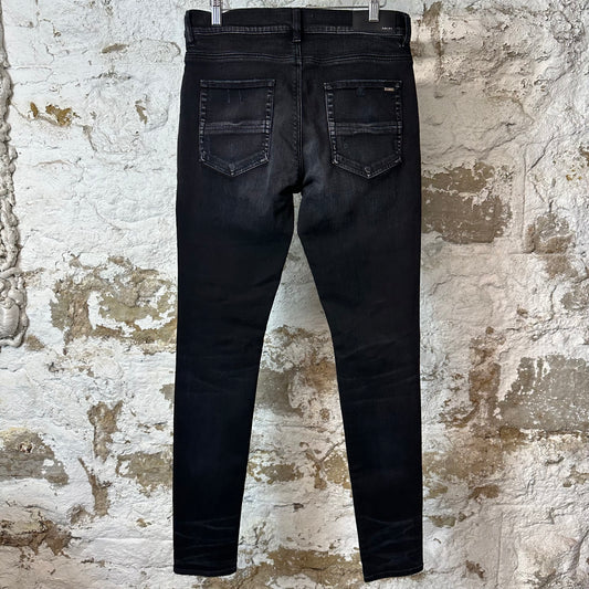 Amiri MX1 Camo Patch Black Denim Jeans Sz 32