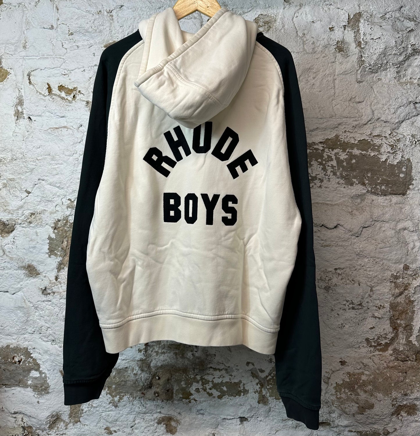 Rhude Boys White Black Zip Up Hoodie Sz L