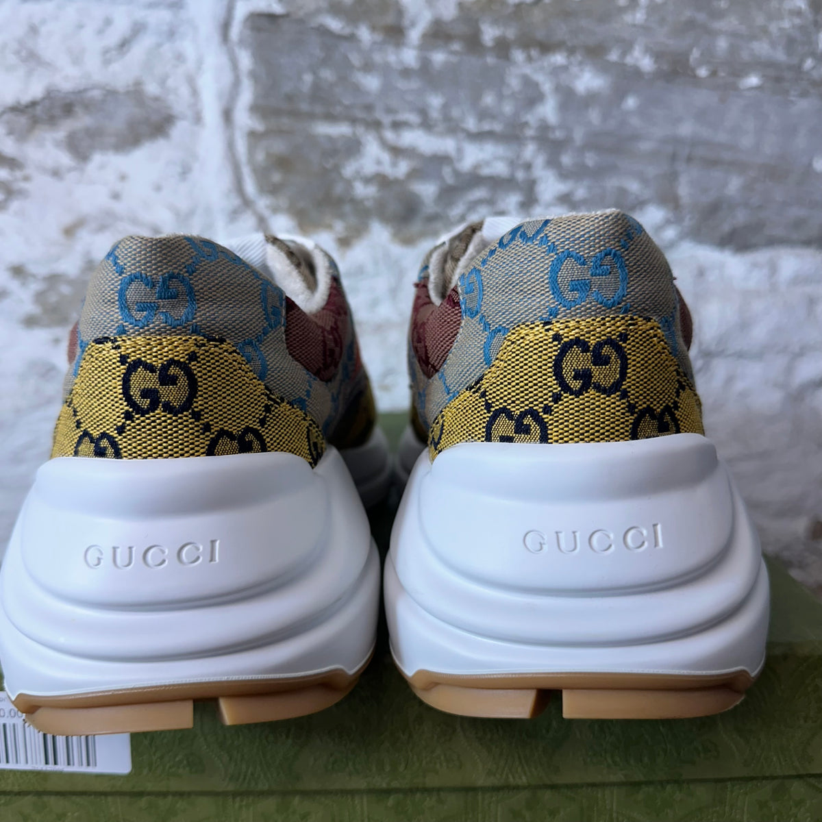 Gucci Rhyton Multicolor GG Monogram White Sneaker Sz 8