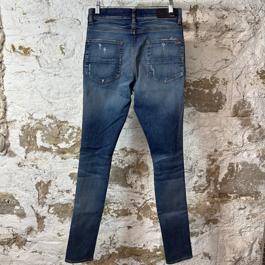 Amiri Knee Rip Dark Blue Denim Jeans Sz 30