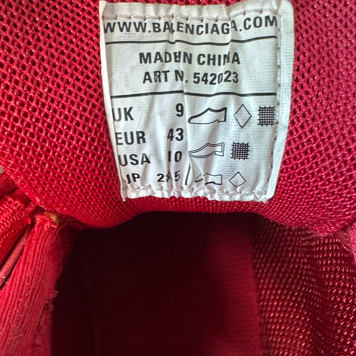 Balenciaga Track Runner Triple Red Sneaker Sz 10 (43)