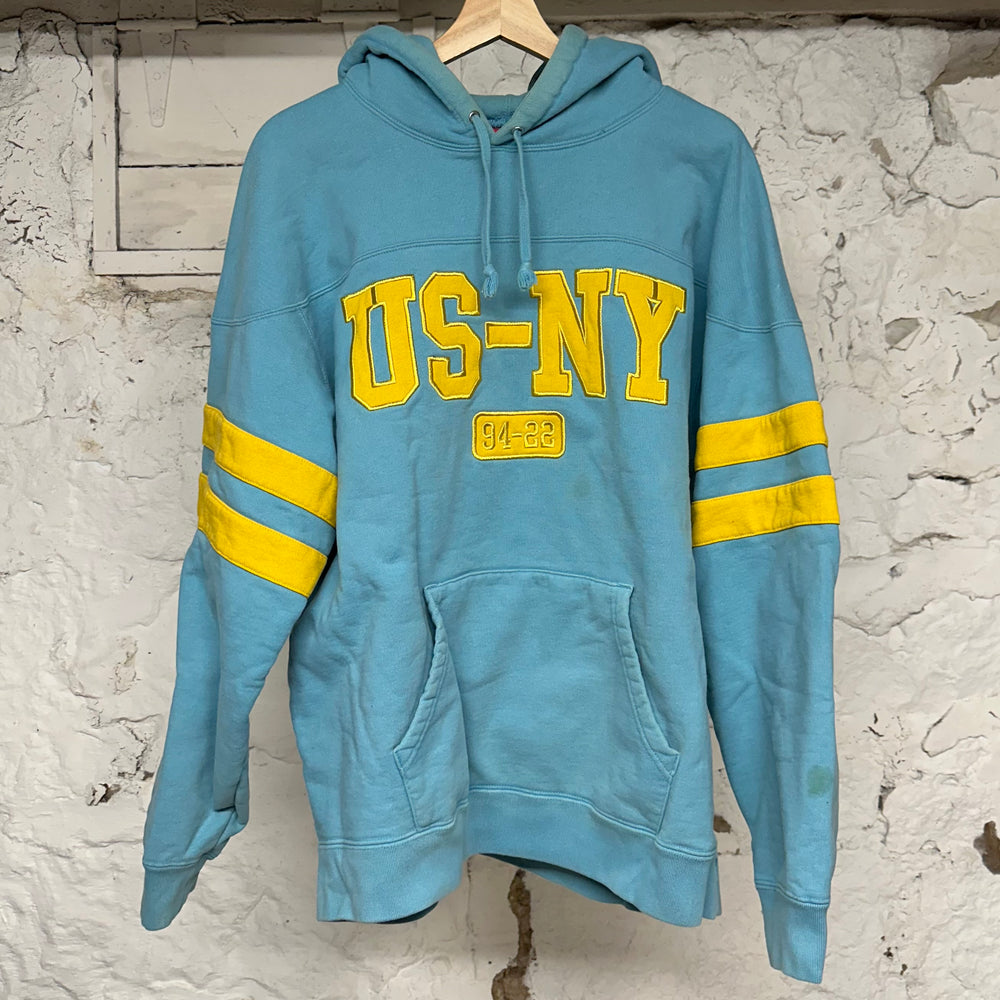 Supreme USNY Blue Yellow Hoodie Sz L