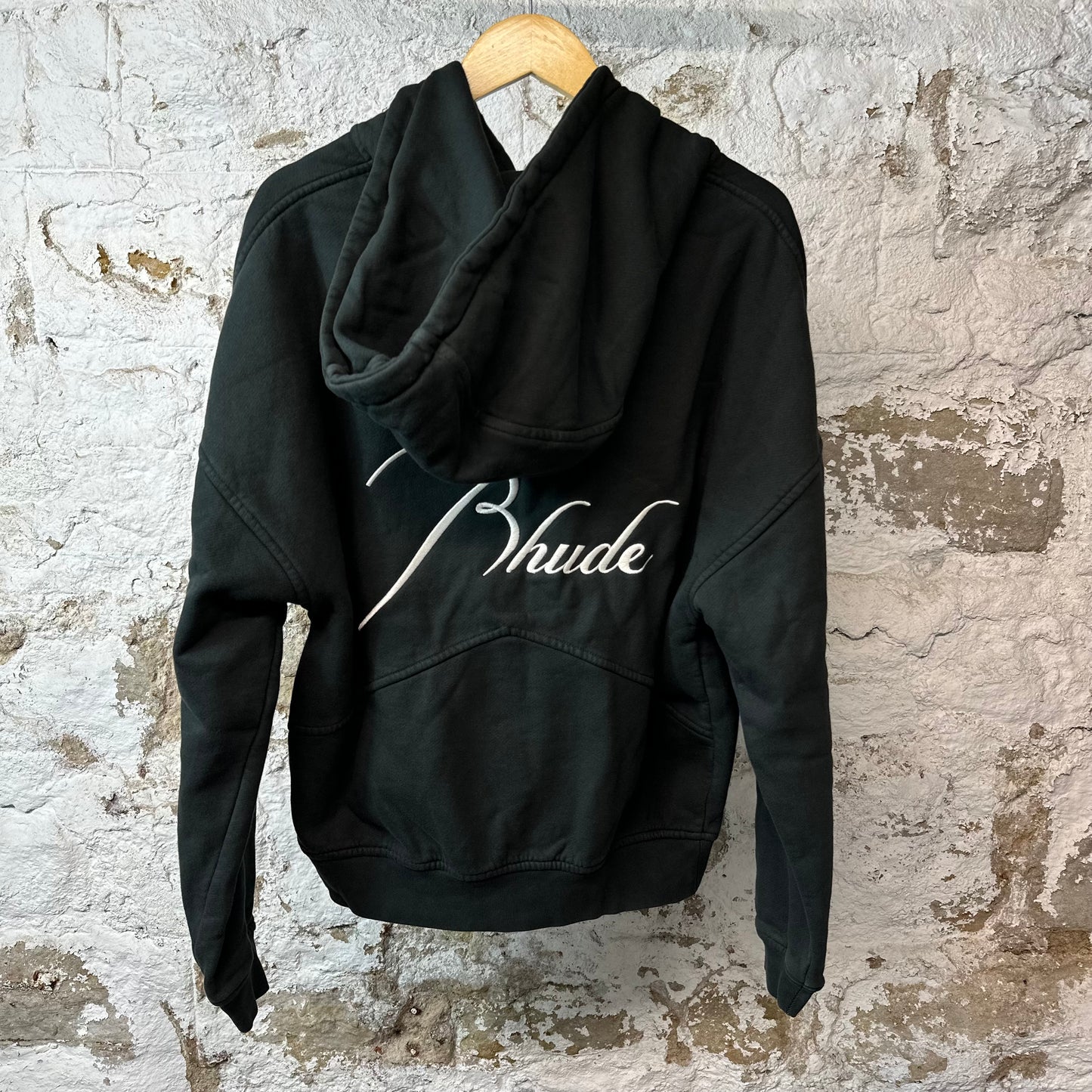 Rhude White Script Black Zip Up Hoodie