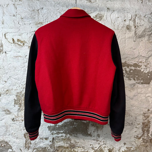 Amiri Bone Red White Black Varsity Jacket Sz S (46)