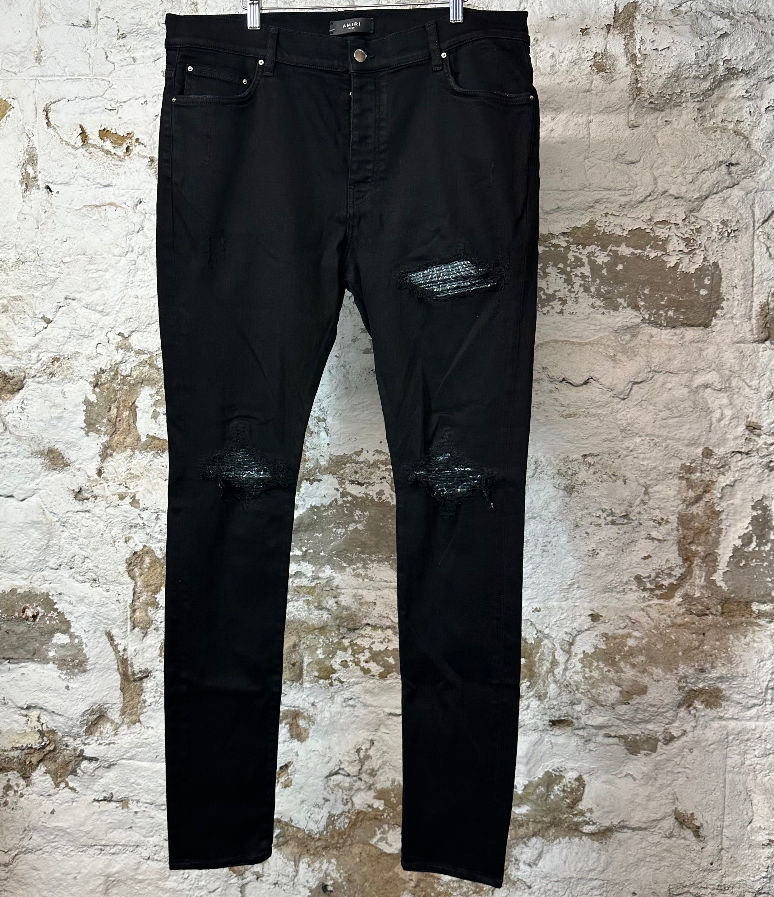 Amiri MX1 Green Paisley Black Denim Jeans Sz 38