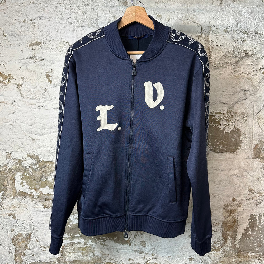 Louis Vuitton Embroidered Flowers Track Jacket Navy Sz L