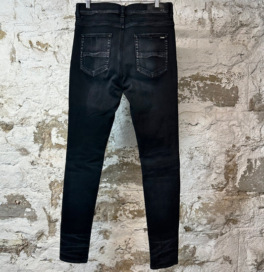 Amiri MX1 Camo Patch Black Denim Jeans Sz 33