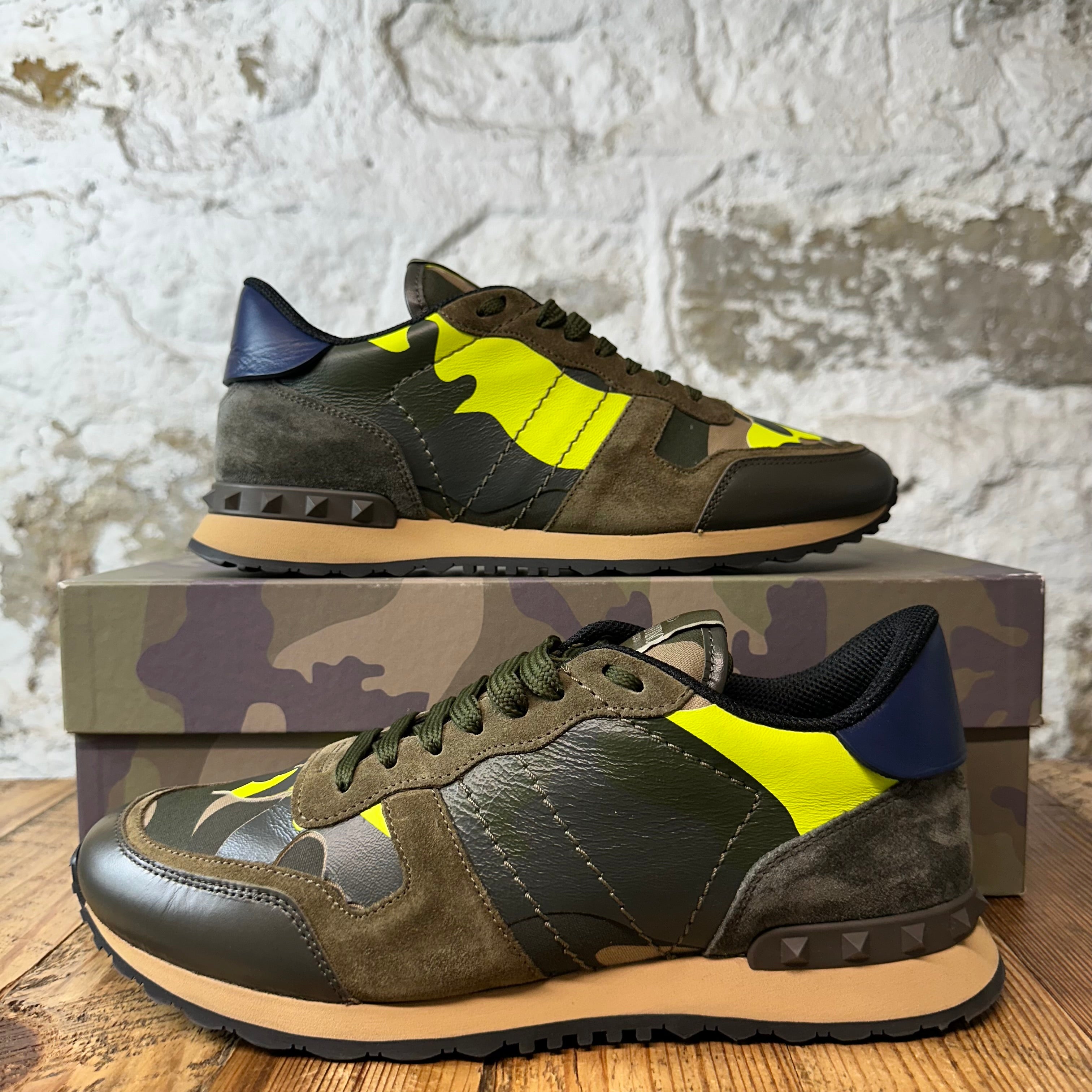 Valentino Yellow Green Camo Rock Runner Sneaker Sz 8 (41)