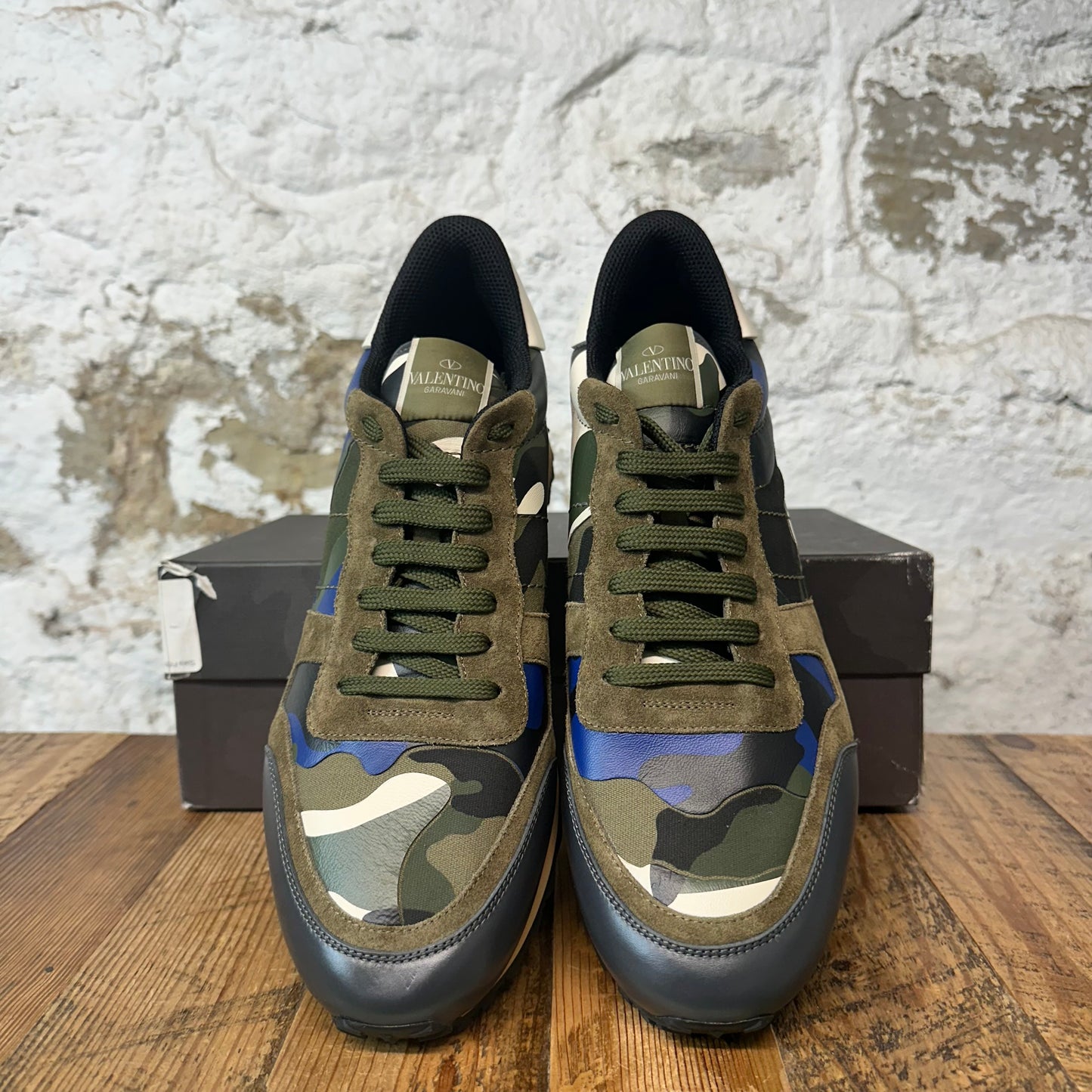 Valentino Green Camo Blue Rock Runner Sneaker Sz 13 (46) DS