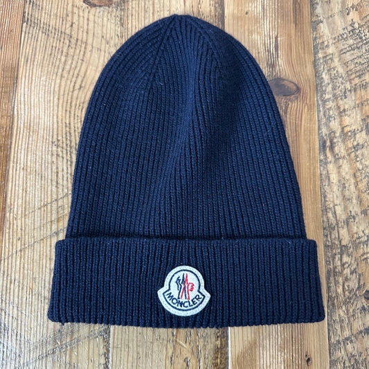 Moncler Small Logo Navy Beanie