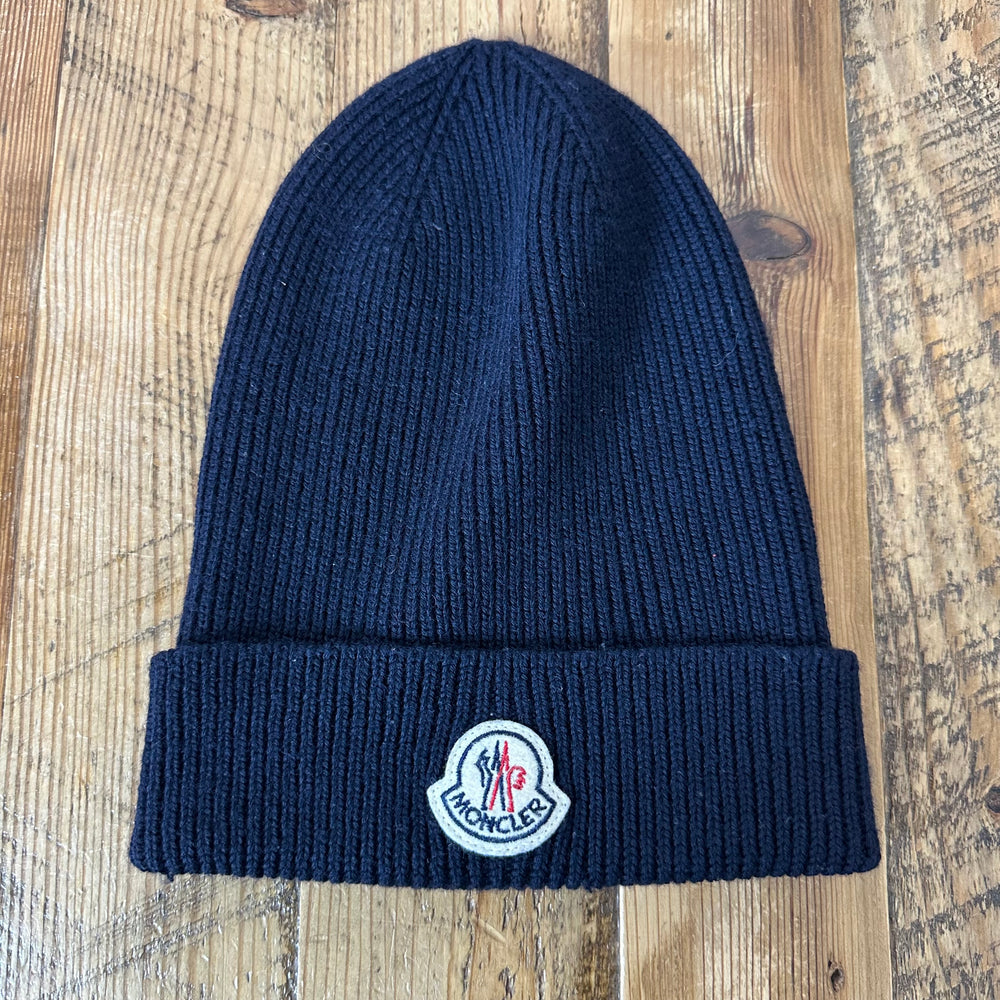 Moncler Small Logo Navy Beanie
