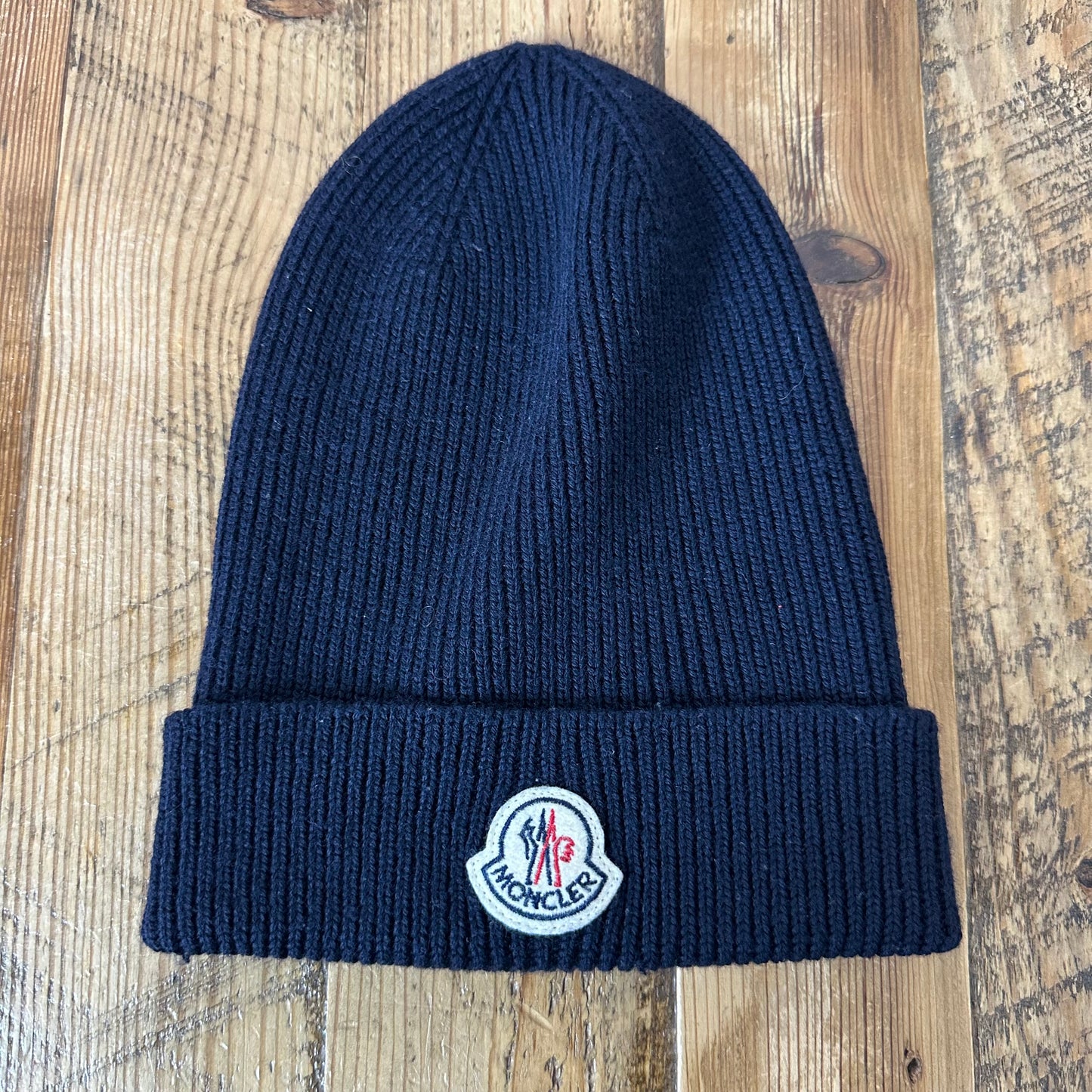 Moncler Small Logo Navy Beanie