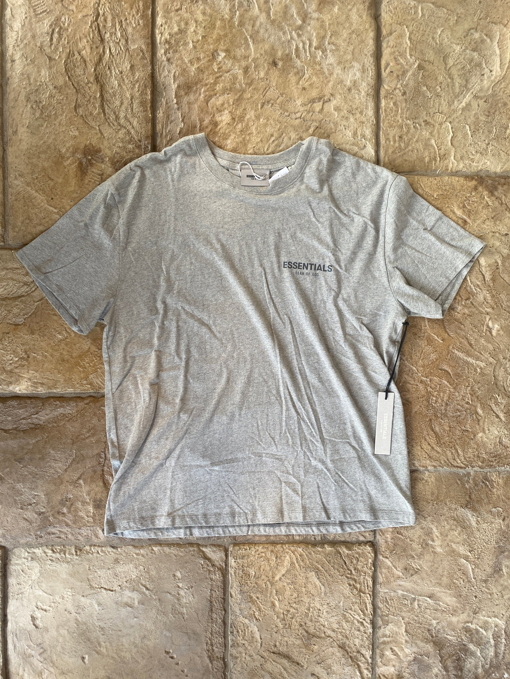 Fear of God Essentials Dark Heather Oatmeal T-Shirt Sz L