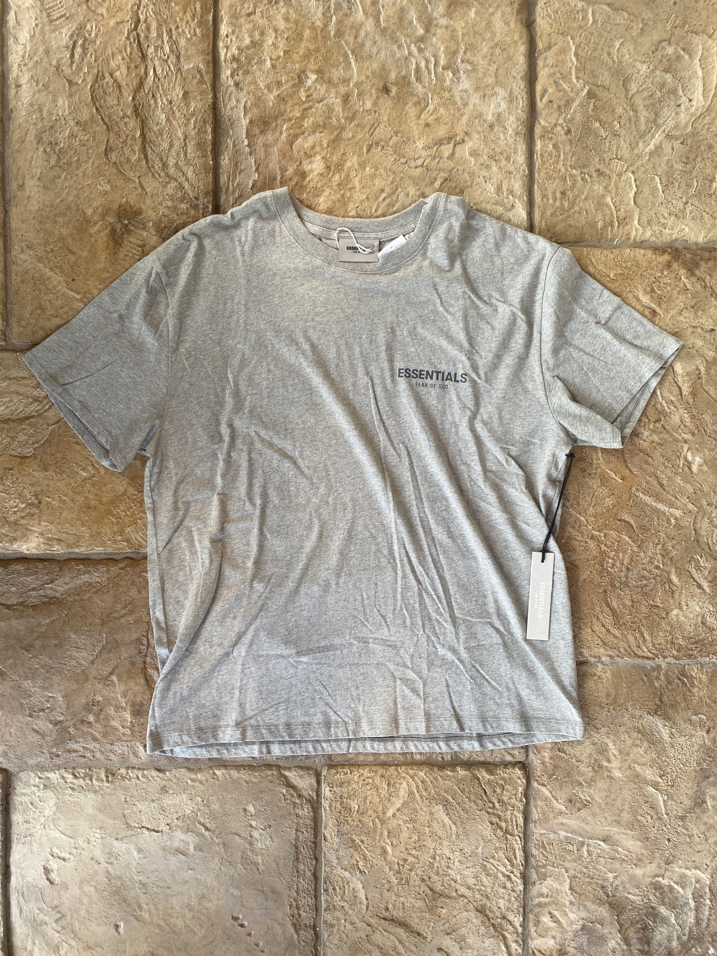 Fear of God Essentials Dark Heather Oatmeal T-Shirt Sz L