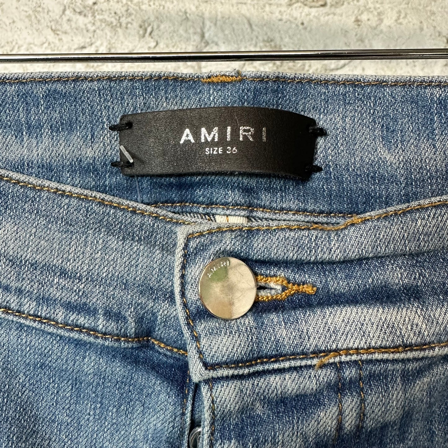 Amiri MX1 Cracked Pink Blue Denim Jeans Sz 36