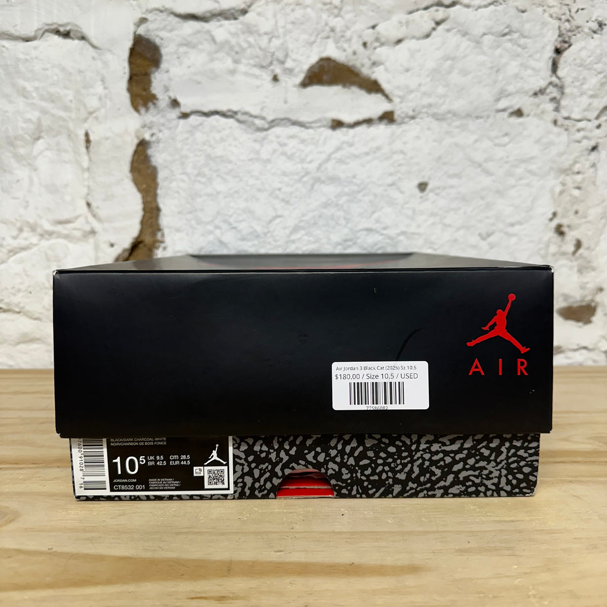 Air Jordan 3 Black Cat (2025) Sz 10.5