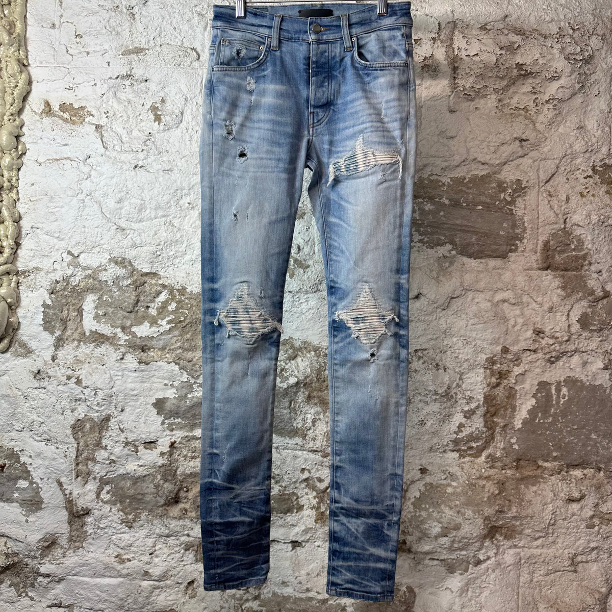 Amiri MX1 Sky Blue Cream Blue Denim Jeans Sz 28
