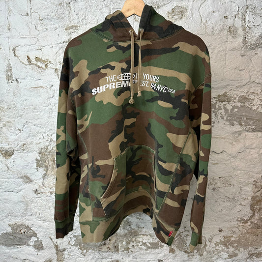 Supreme The World Hoodie Green Camo Sz M
