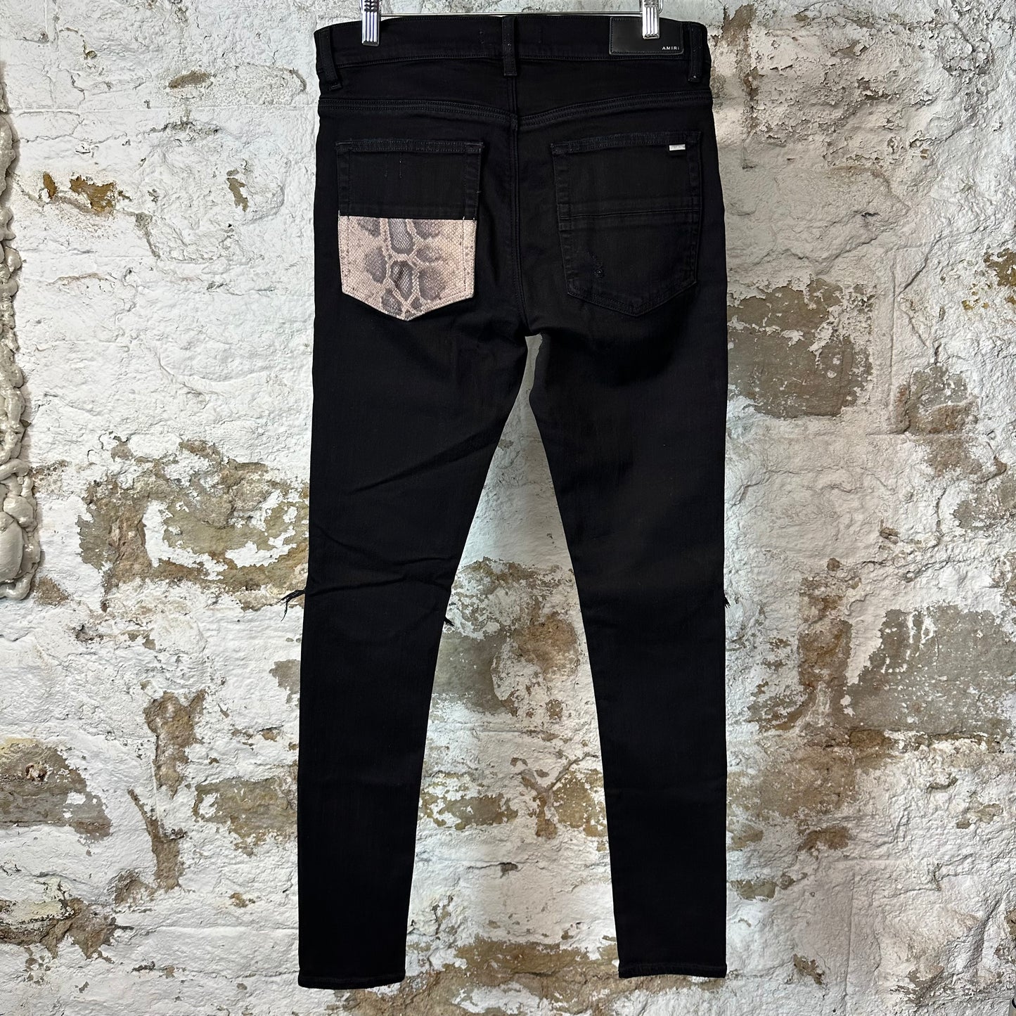Amiri MX1 Snakeskin Black Denim Jeans Sz 31