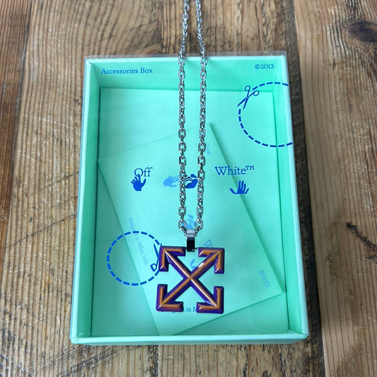 Off-White Yellow Purple Pendant Necklace W/ Box