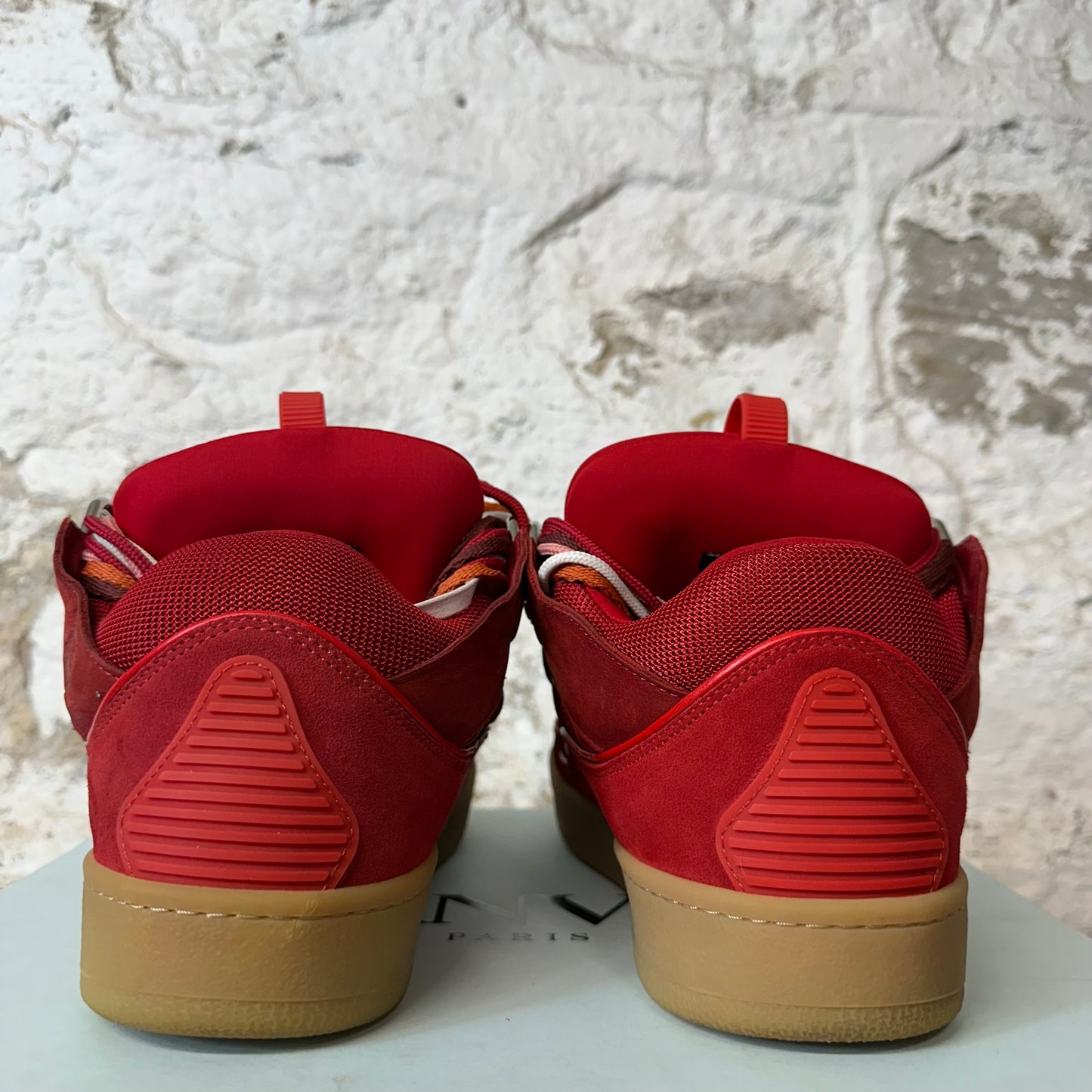Lanvin Curb Multicolor Lace Red Gum Sneaker Sz 13 (46)