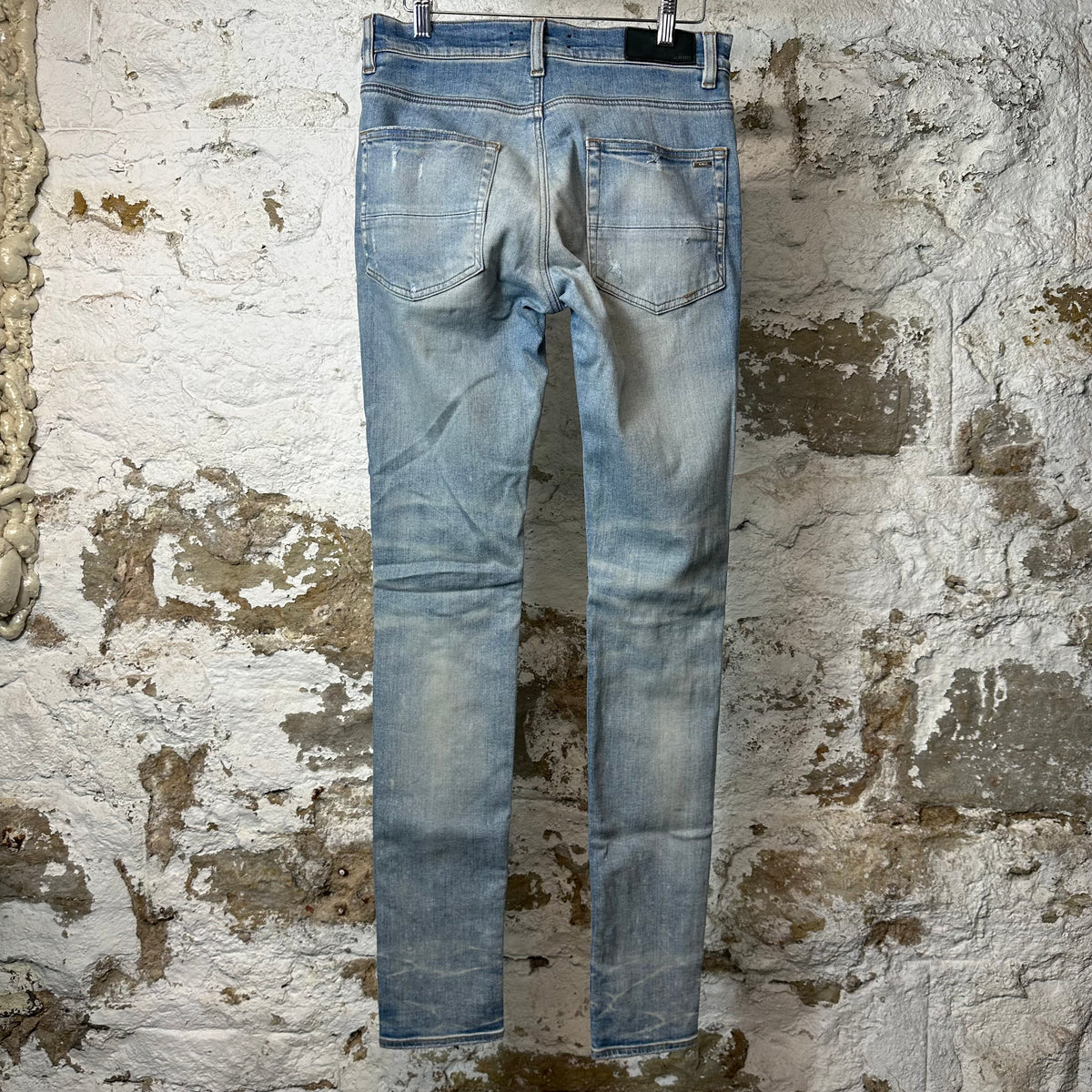 Amiri MX1 Black Leather Blue Denim Jeans Sz 29