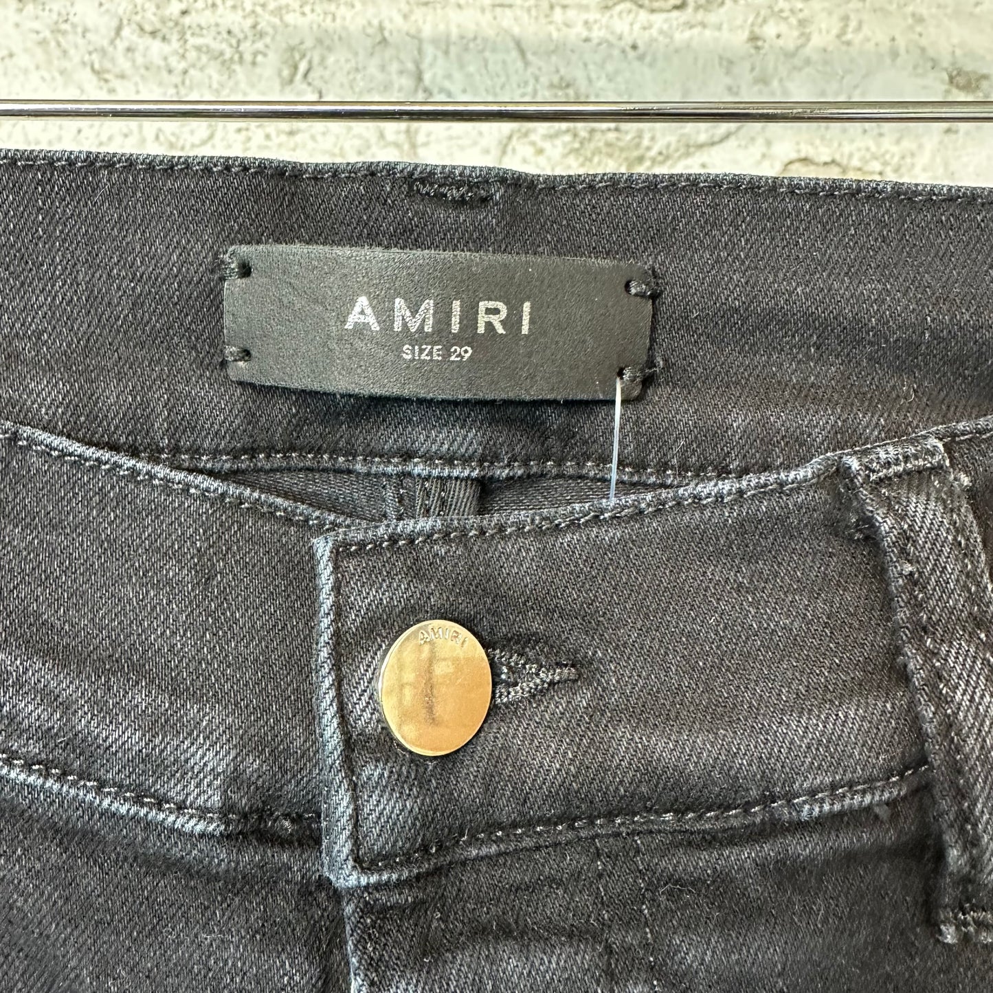 Amiri MX1 Green Suede Black Denim Jeans Sz 29