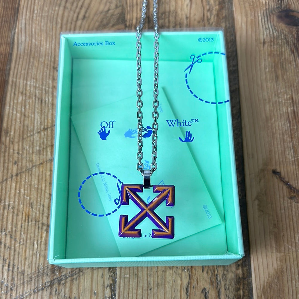 Off-White Yellow Purple Pendant Necklace W/ Box