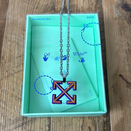 Off-White Yellow Purple Pendant Necklace W/ Box