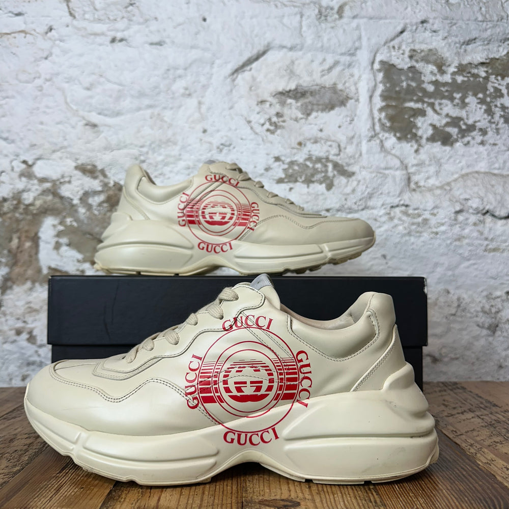 Gucci Rhyton Red Logo Cream Sneaker Sz 9