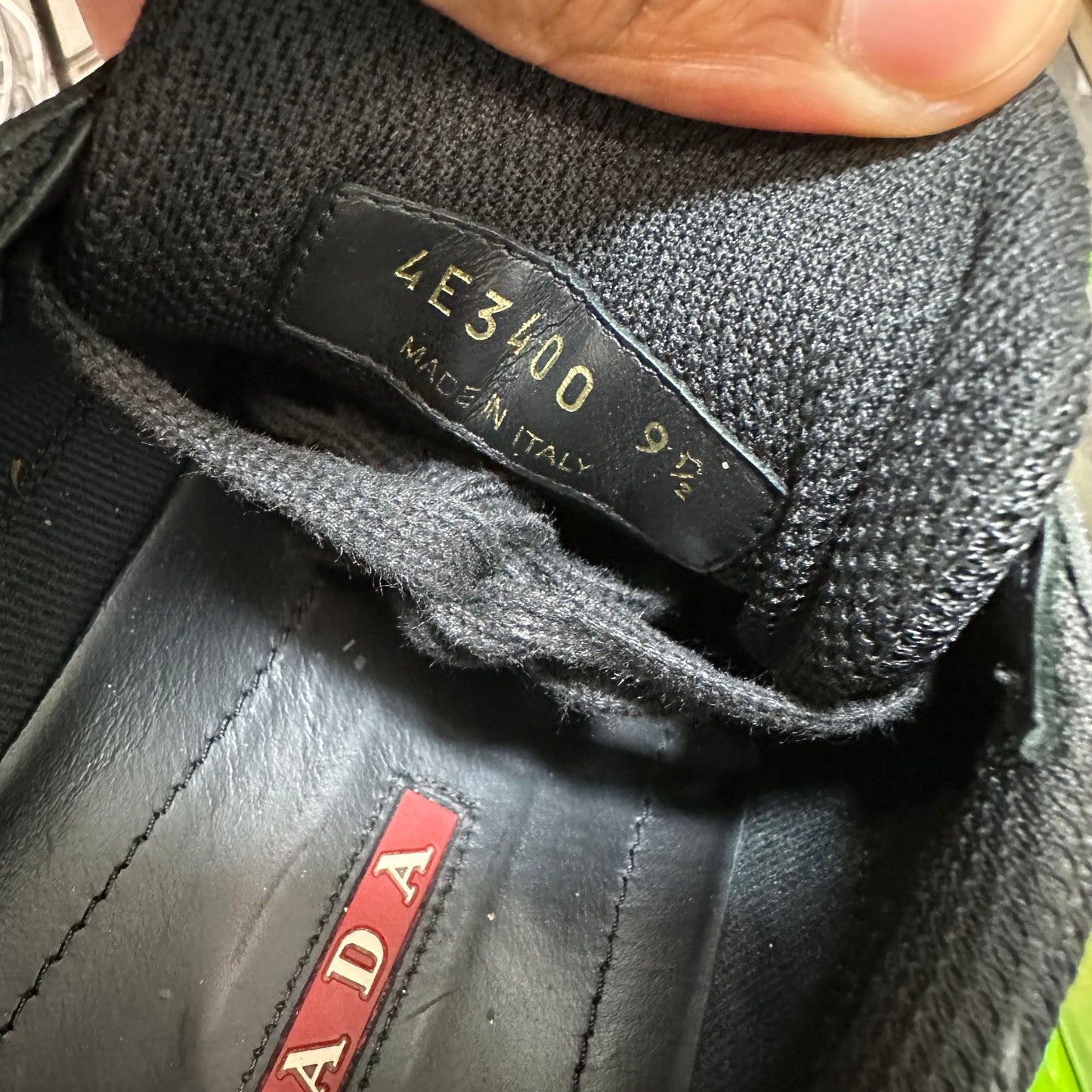 Prada Americas Cup Triple Black Patent Sneaker Sz 9.5