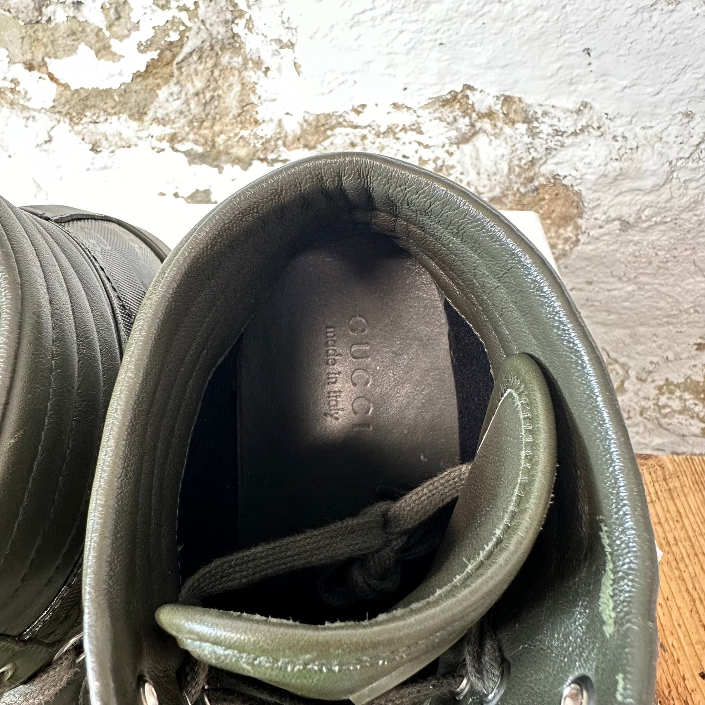 Gucci Green Monogram High Top Sneaker Sz 13 No Box