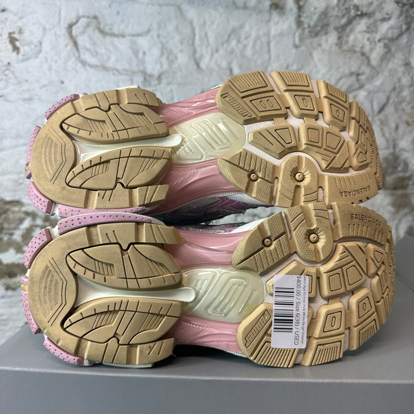 Balenciaga Runner Pink White Beige Sneaker Sz 6 (38)