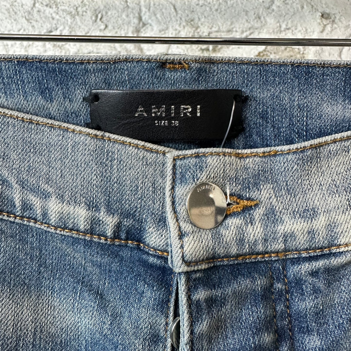 Amiri Multicolor Paisley Patch Blue Denim Jeans Sz 38