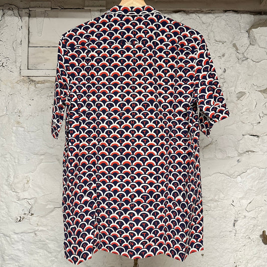 Valentino Navy Orange Button Up Shirt Sz M