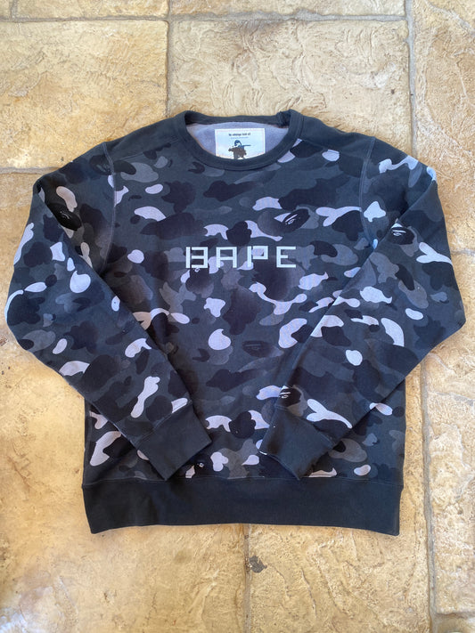 Bape GITD Black Camo Crewneck Sz L