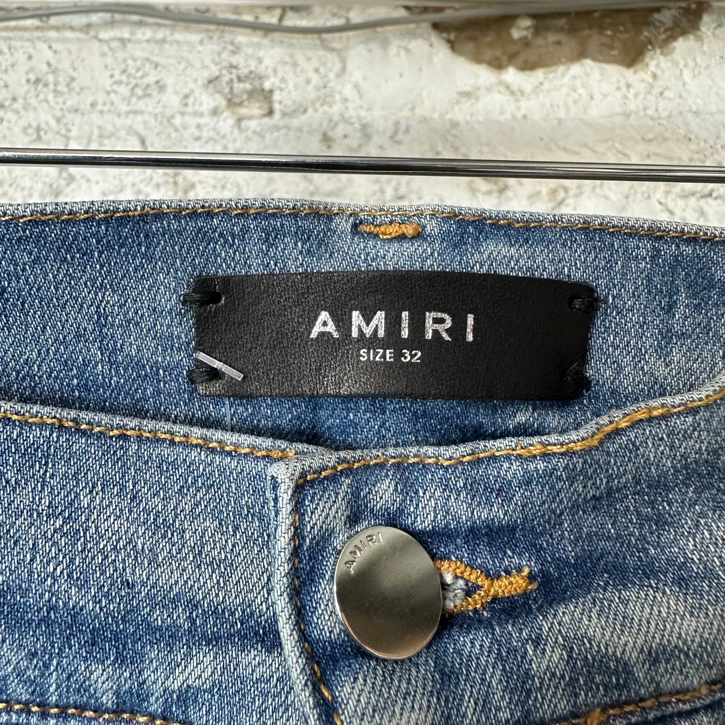 Amiri MX1 Red Suede Blue Denim Jeans Sz 32