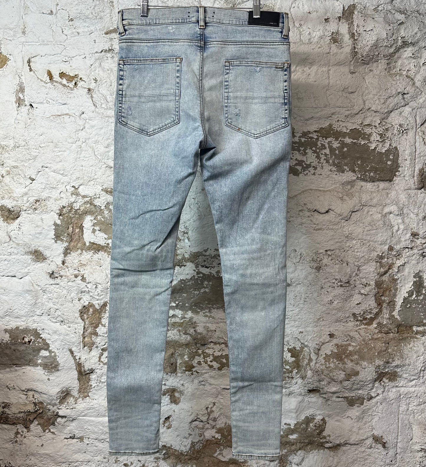 Amiri Multicolor Paisley Patches Washed Blue Denim Jeans Sz 34