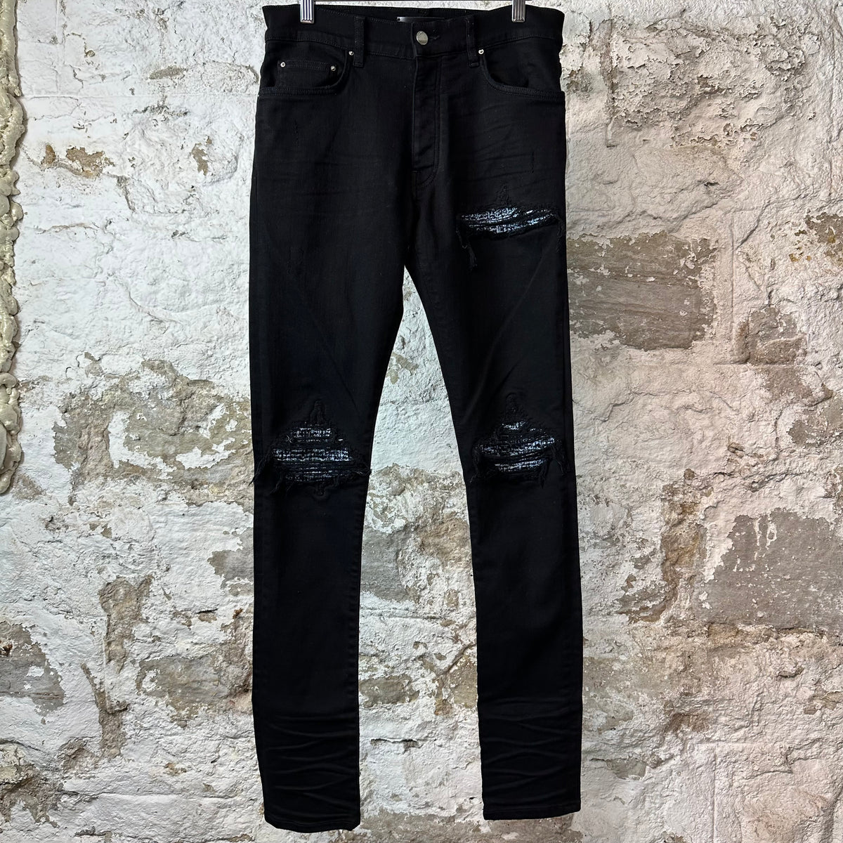 Amiri MX1 Blue Black Woven Black Denim Jeans Sz 30