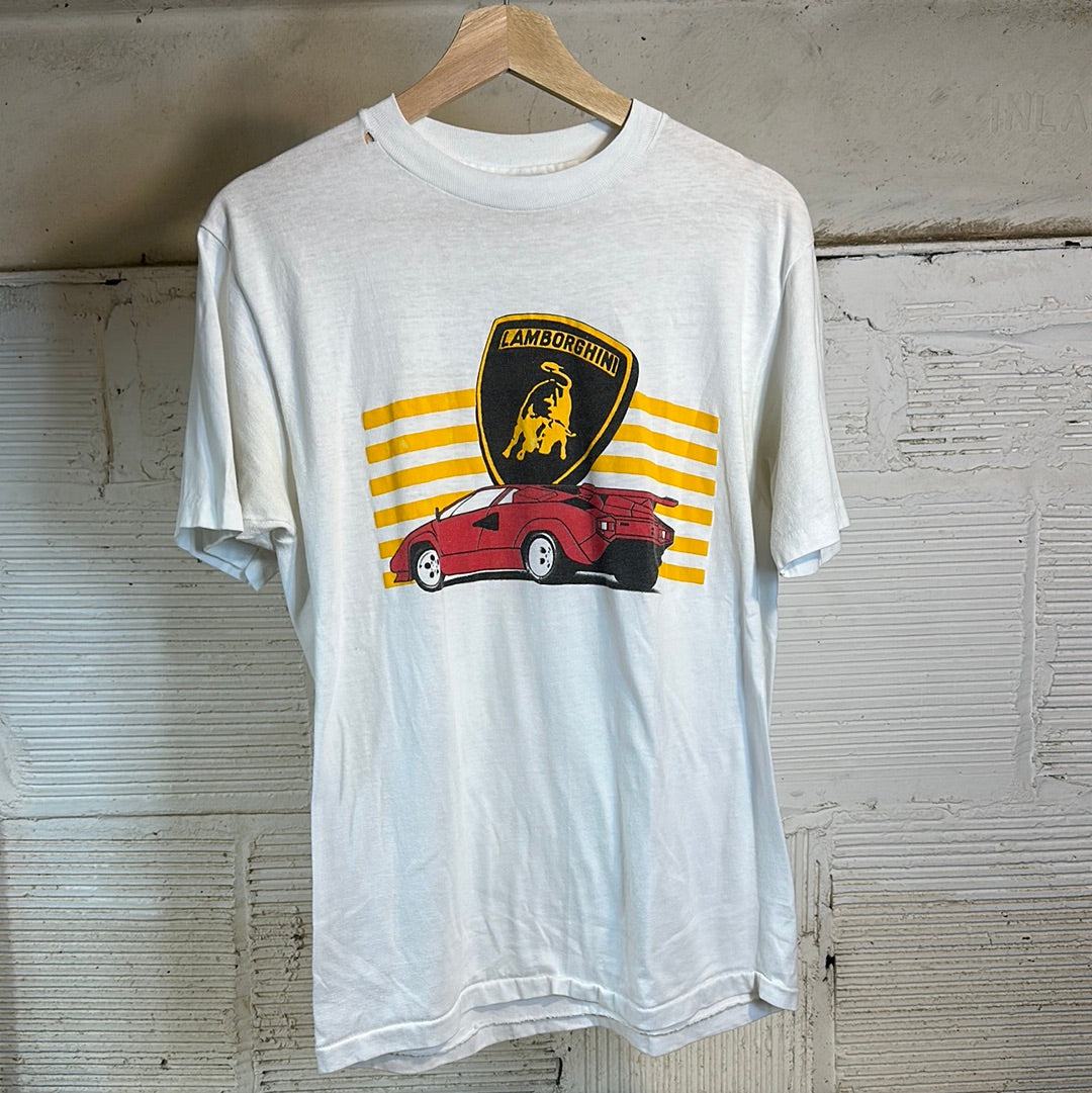 Lamborghini White Tee Sz L