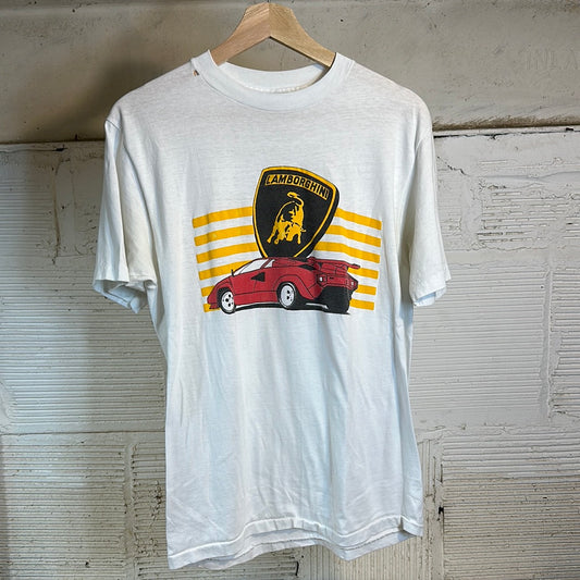 Lamborghini White Tee Sz L