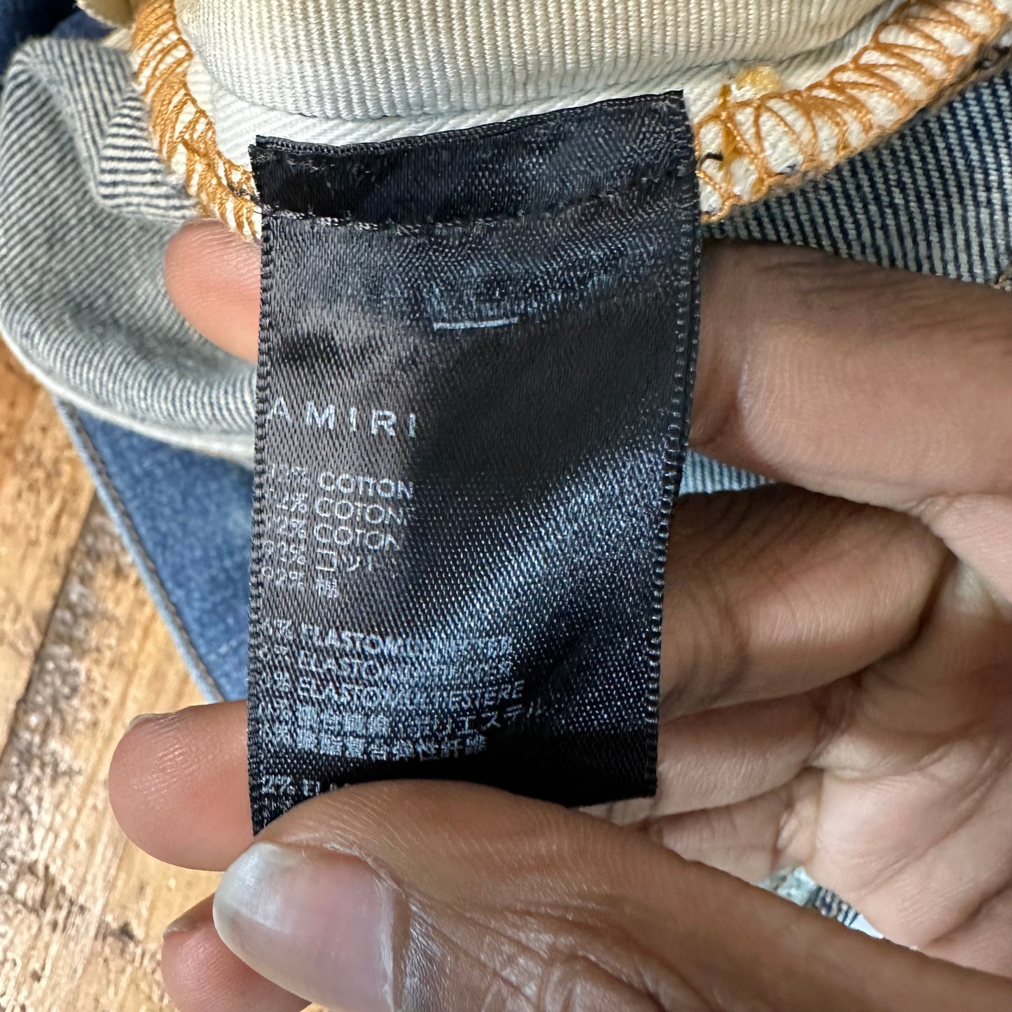 Amiri Satin Paisley Patches Dark Blue Denim Jeans Sz 34